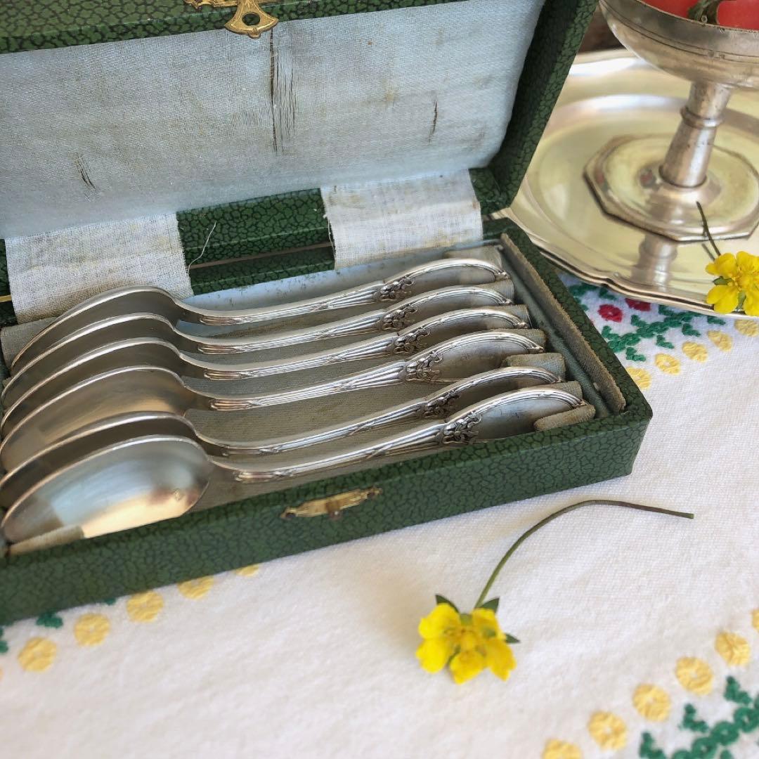 フランスアンティーク　箱付スプーン　6本セット　フランスアンティークカトラリー