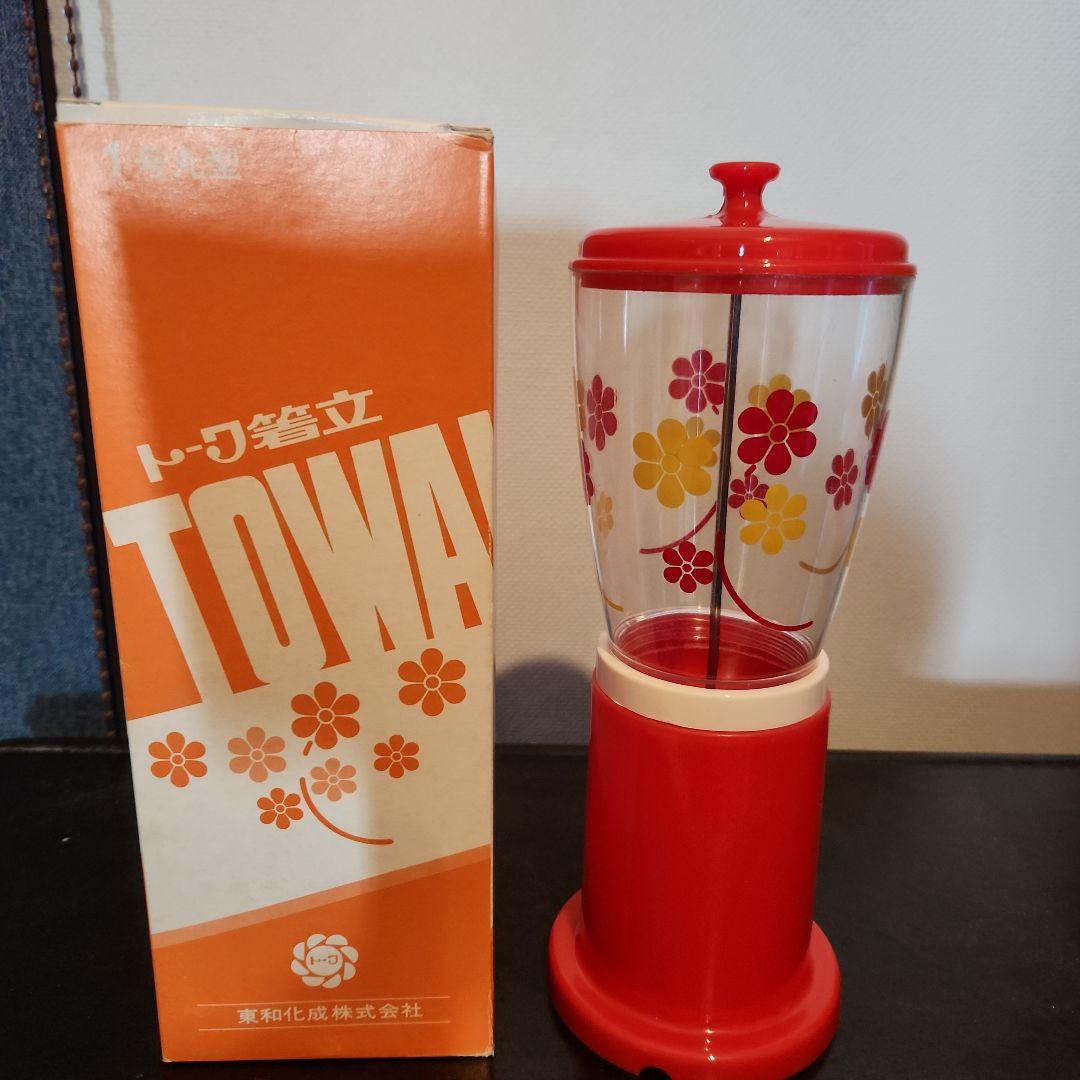 昭和レトロポップ　☆トーワ箸立て☆　１号丸　花柄　赤