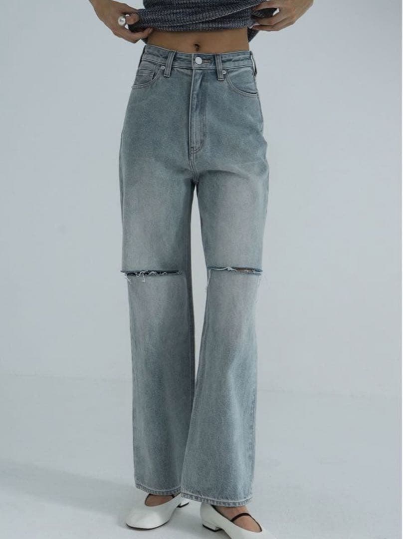 CLANE SLASHCUTDENIMPANTS 1 クラネ デニムパンツ CLANE/クラネ】SLASH CUT DENIM PANTS/スラッシュカットデニムパンツ