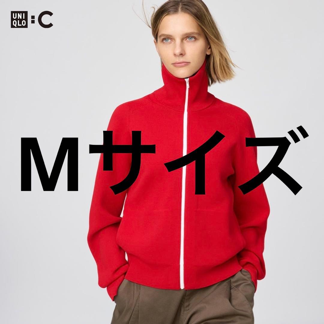 UNIQLO C ミラノリブフルジップカーディガンRED Mサイズ