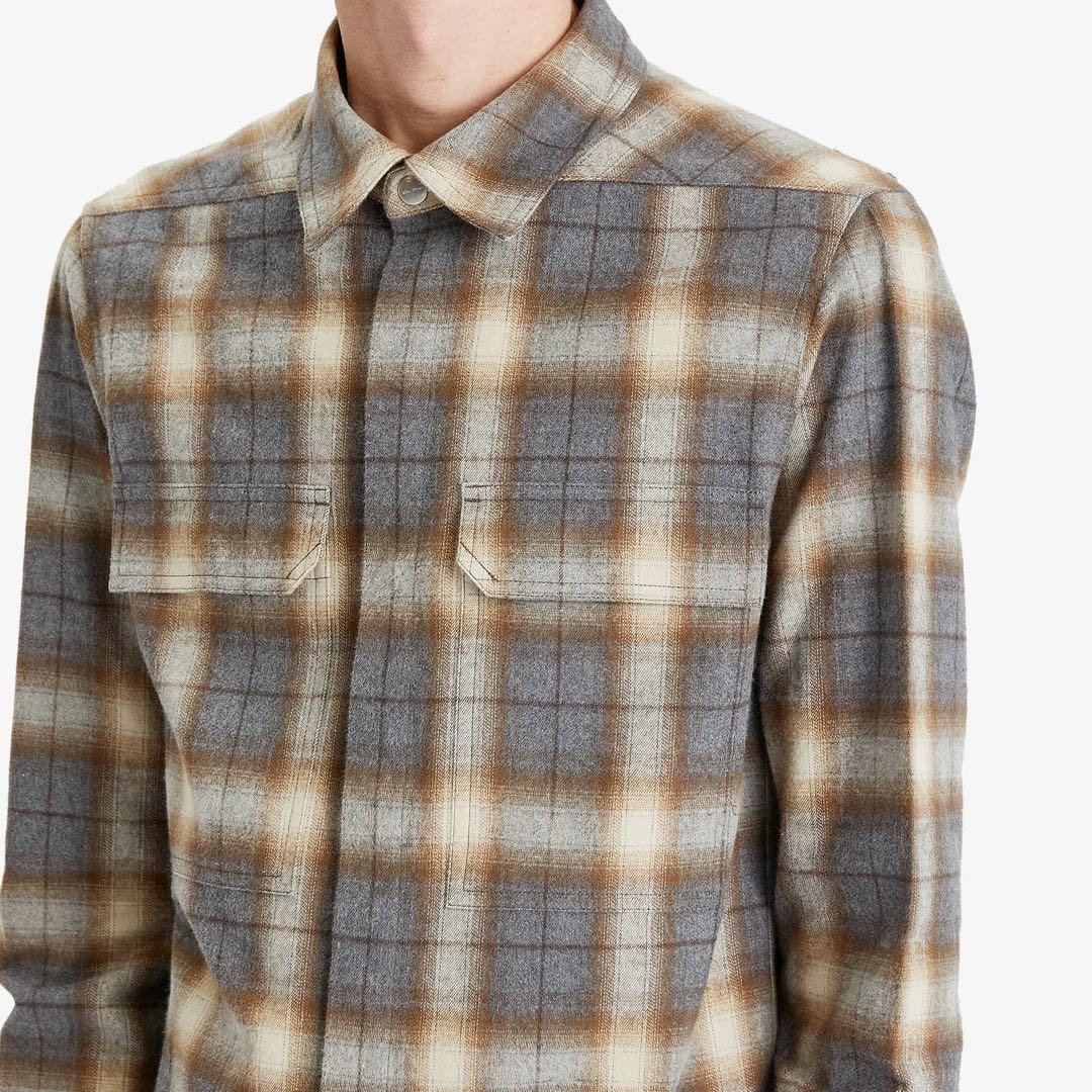 新品 RICK OWENS 25SS OUTERSHIRT GREY PLAID - メルカリ