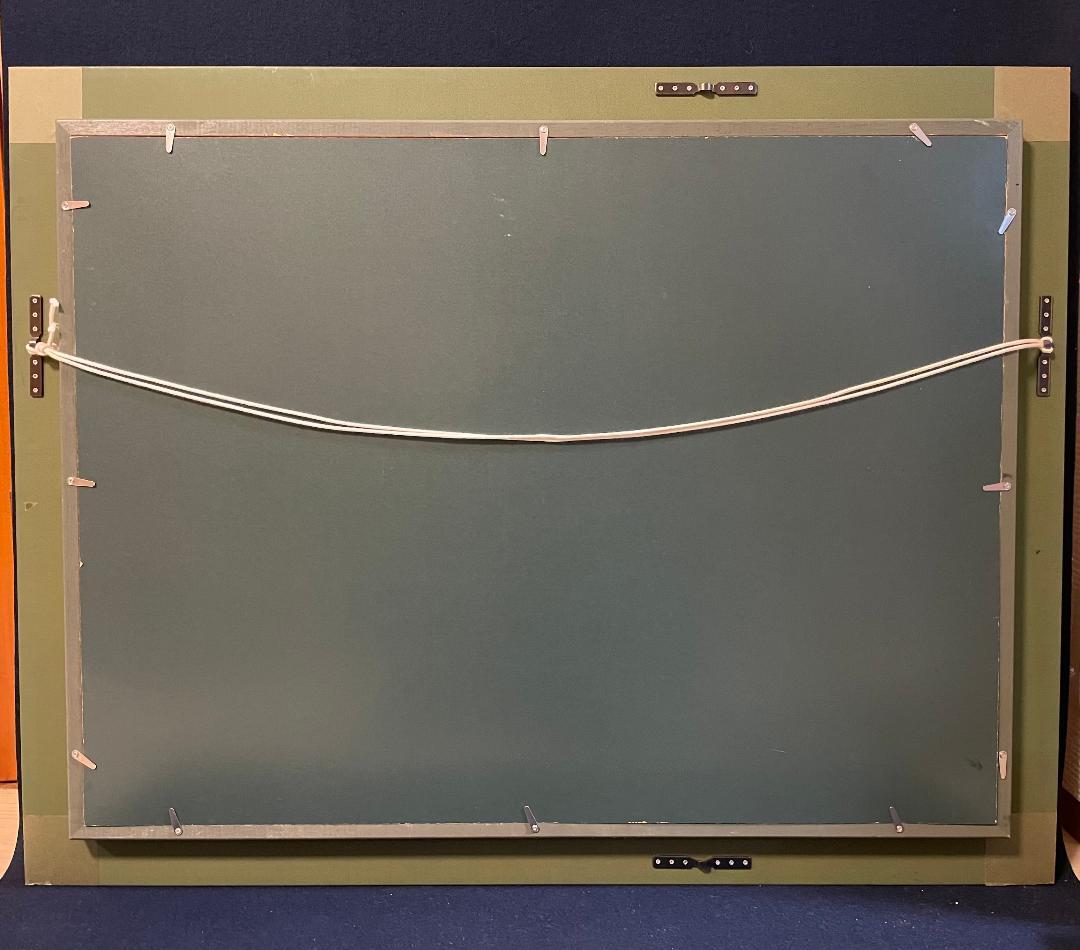 真作」真殿靖「水郷(安土八幡)」風景画 油彩画 額装 サイン有り P20号