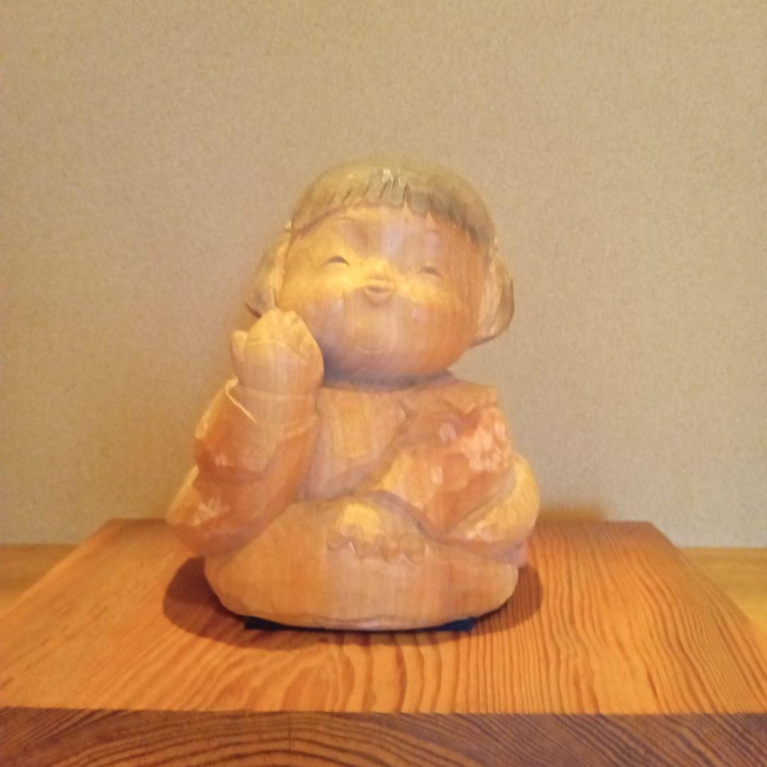 【真作・代表作】 木彫彩色 「おすまし」 大町誠一 作