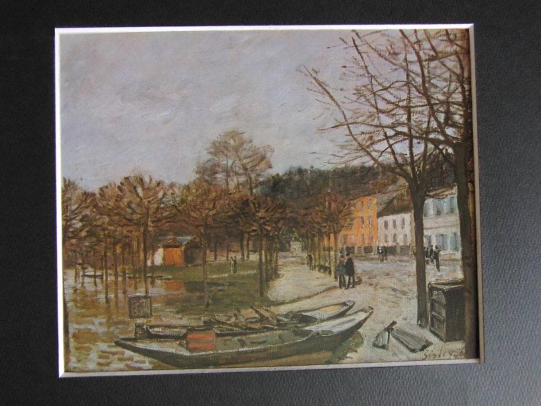 アルフレッド・シスレー、【ポール＝マルリの洪水】、希少な額装用画集より