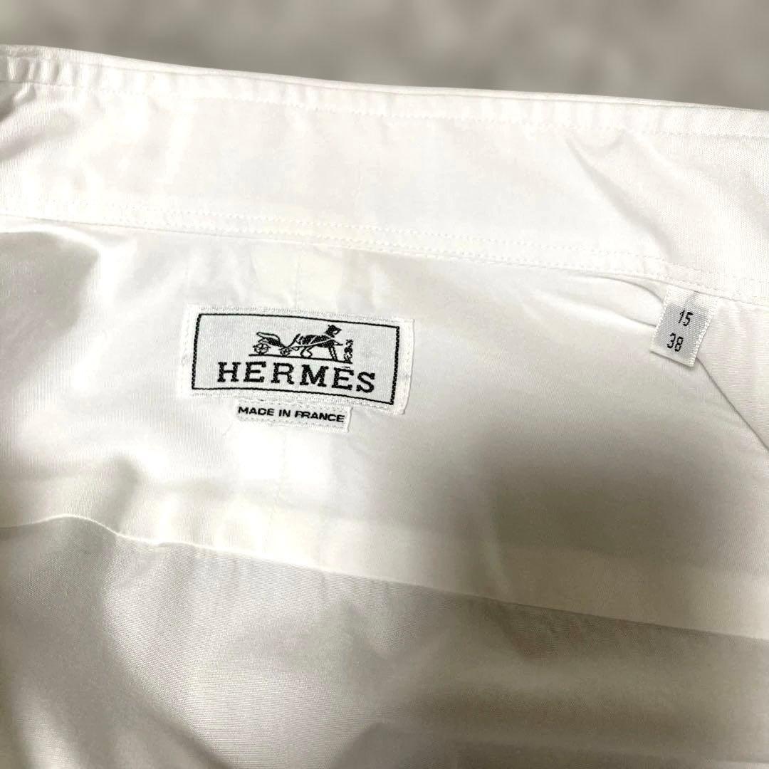 HERMES 白シャツ.セリエボタン☆38.M.フランス製.クリーニング済