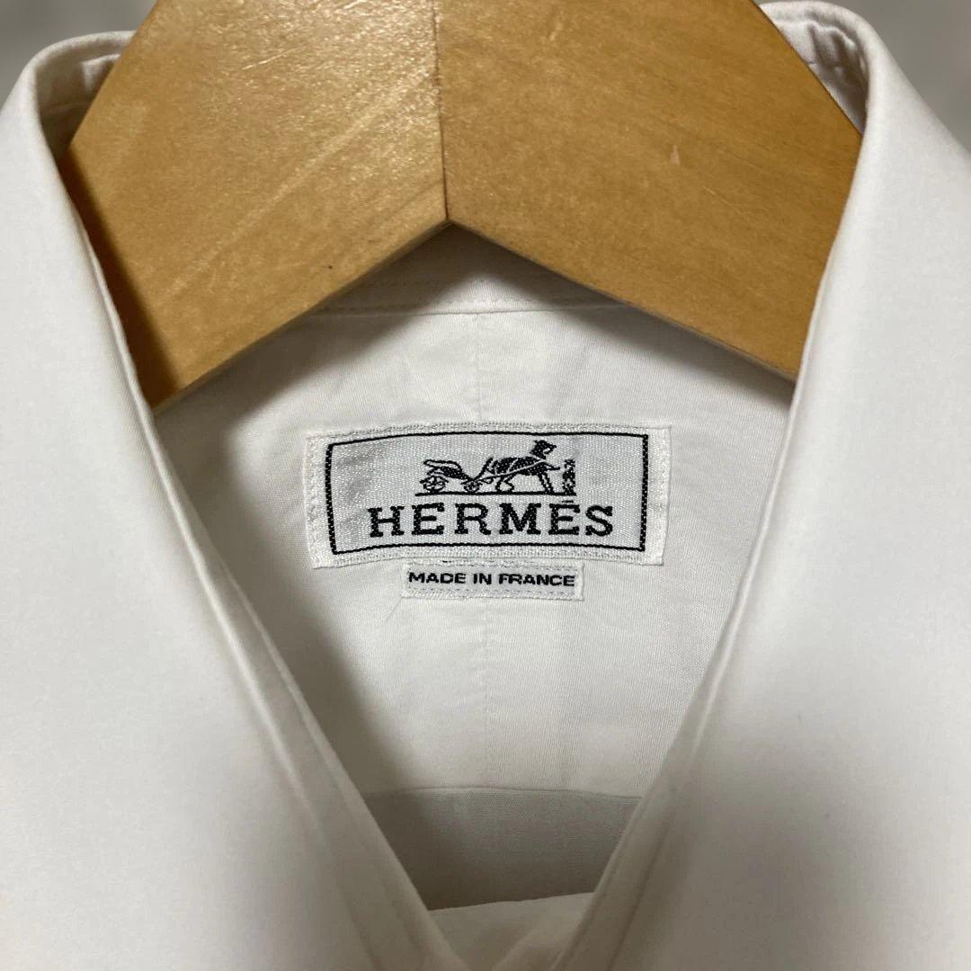 HERMES 白シャツ.セリエボタン☆38.M.フランス製.クリーニング済