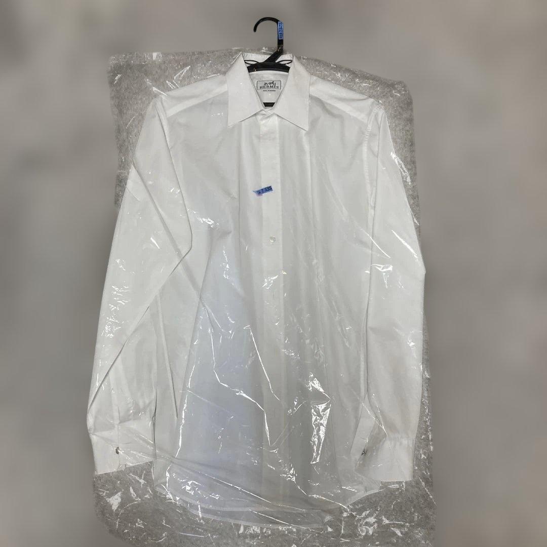 HERMES 白シャツ.セリエボタン☆38.M.フランス製.クリーニング済