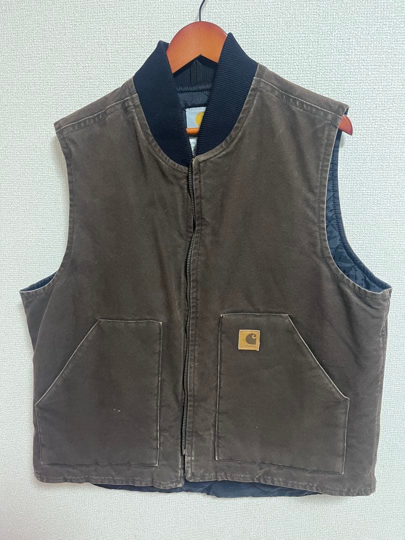 【美品】Carhartt カーハート ダックベスト ダークブラウン DKB
