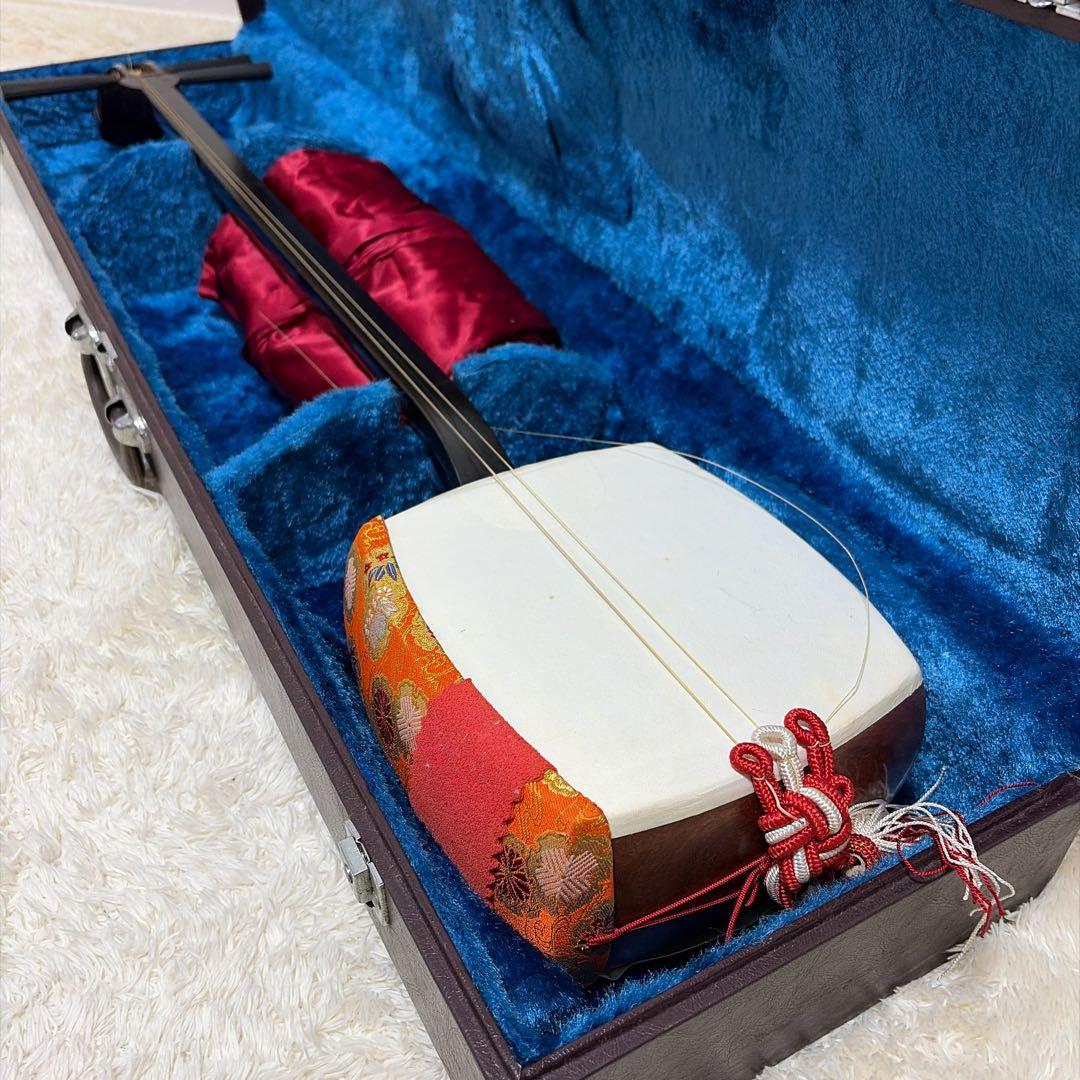 三味線 三つ折り ハードケース付き 合皮胴 お稽古用 ジャンク