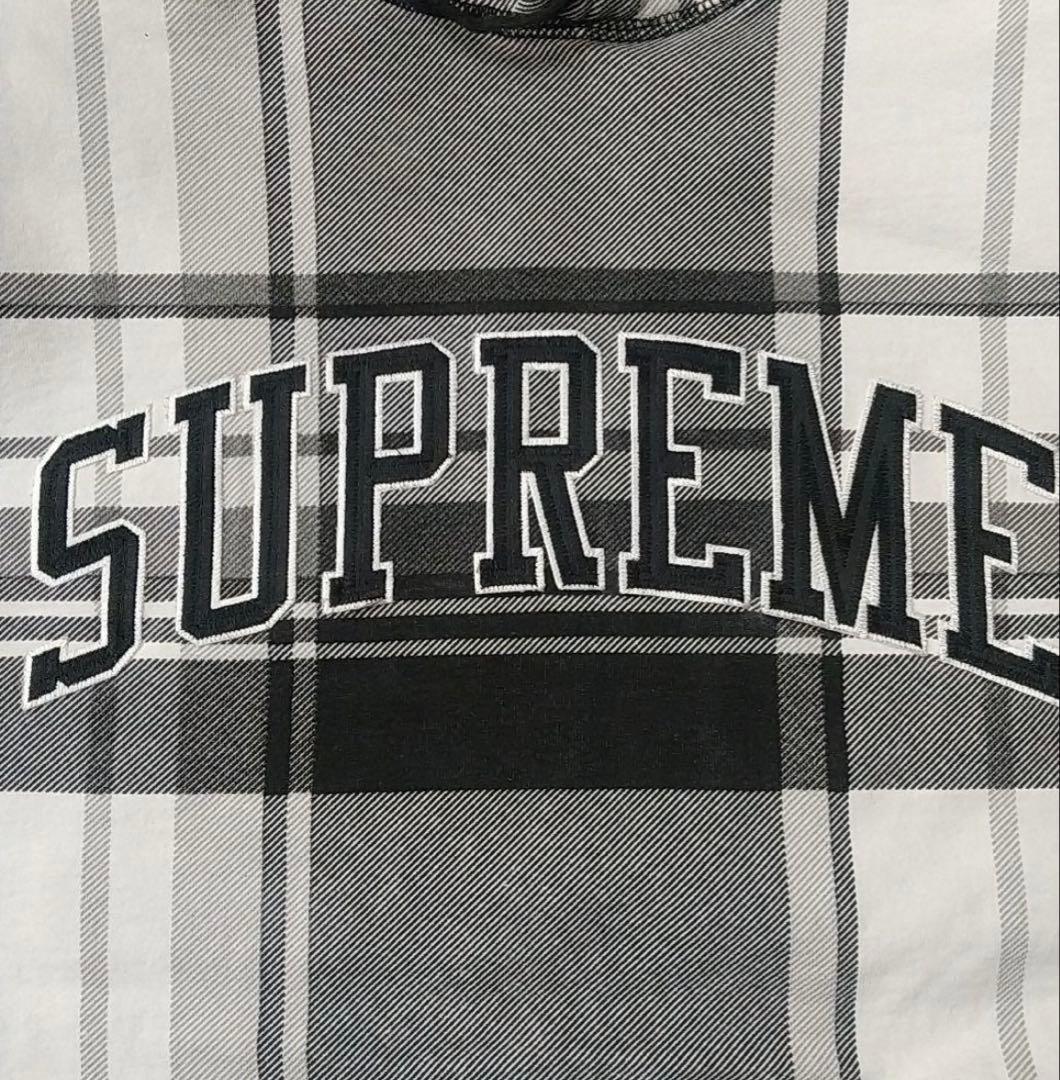 人気デザイン☆シュプリーム 刺繍 アーチロゴ チェック柄 パーカー M