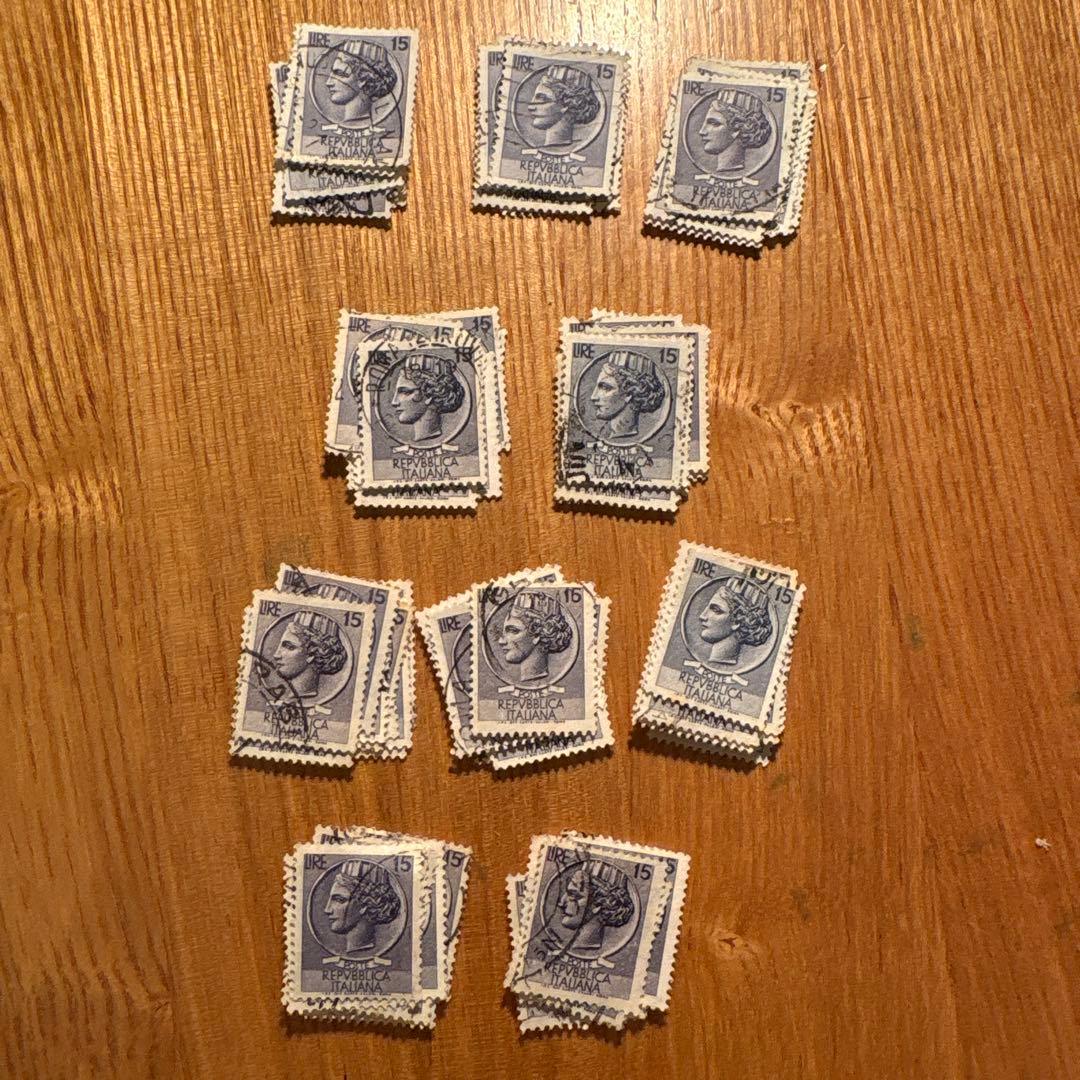 おしゃれな外国切手 イタリア 女神 ブルーグレー 100枚 海外切手 紙