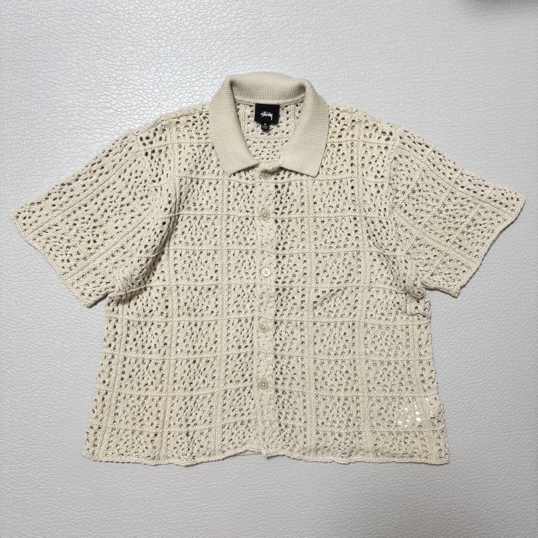 stussy crochet shirt 2022ss 即完品 完全正規 2026年最新】crochet shirt stussyの人気アイテム - メルカリ