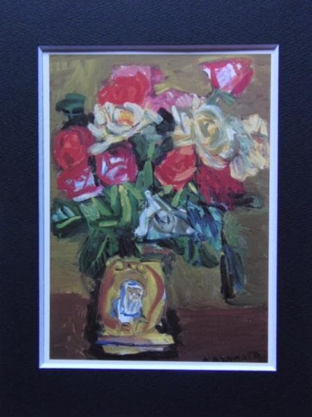 中川一政、ばら、希少な額装用画集より、美品、新品額装付