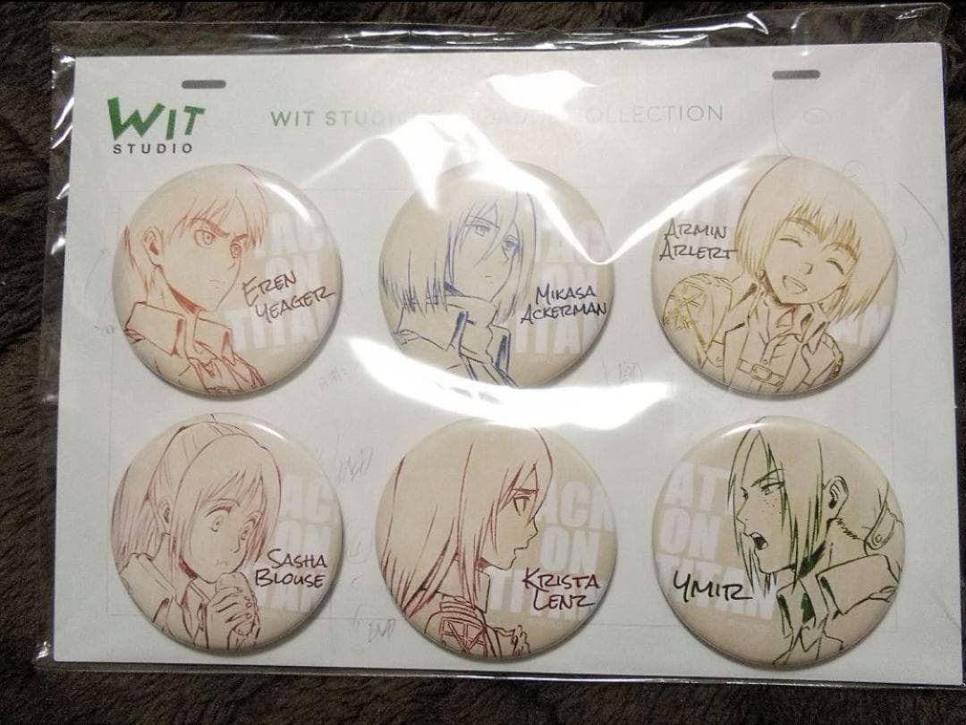 WIT 缶バッジコレクション　進撃の巨人　エレン　ミカサ　ヒストリア　ユミル WIT STUDIO 缶バッジコレクション 進撃の巨人 Season 3 6種セット D