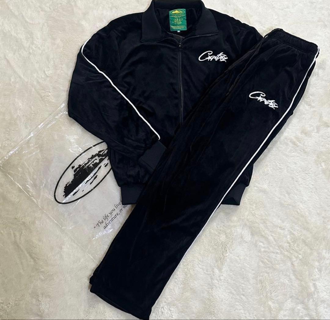 即日発送可能】 Corteiz ベロア トラックジャケット 黒 未使用 S