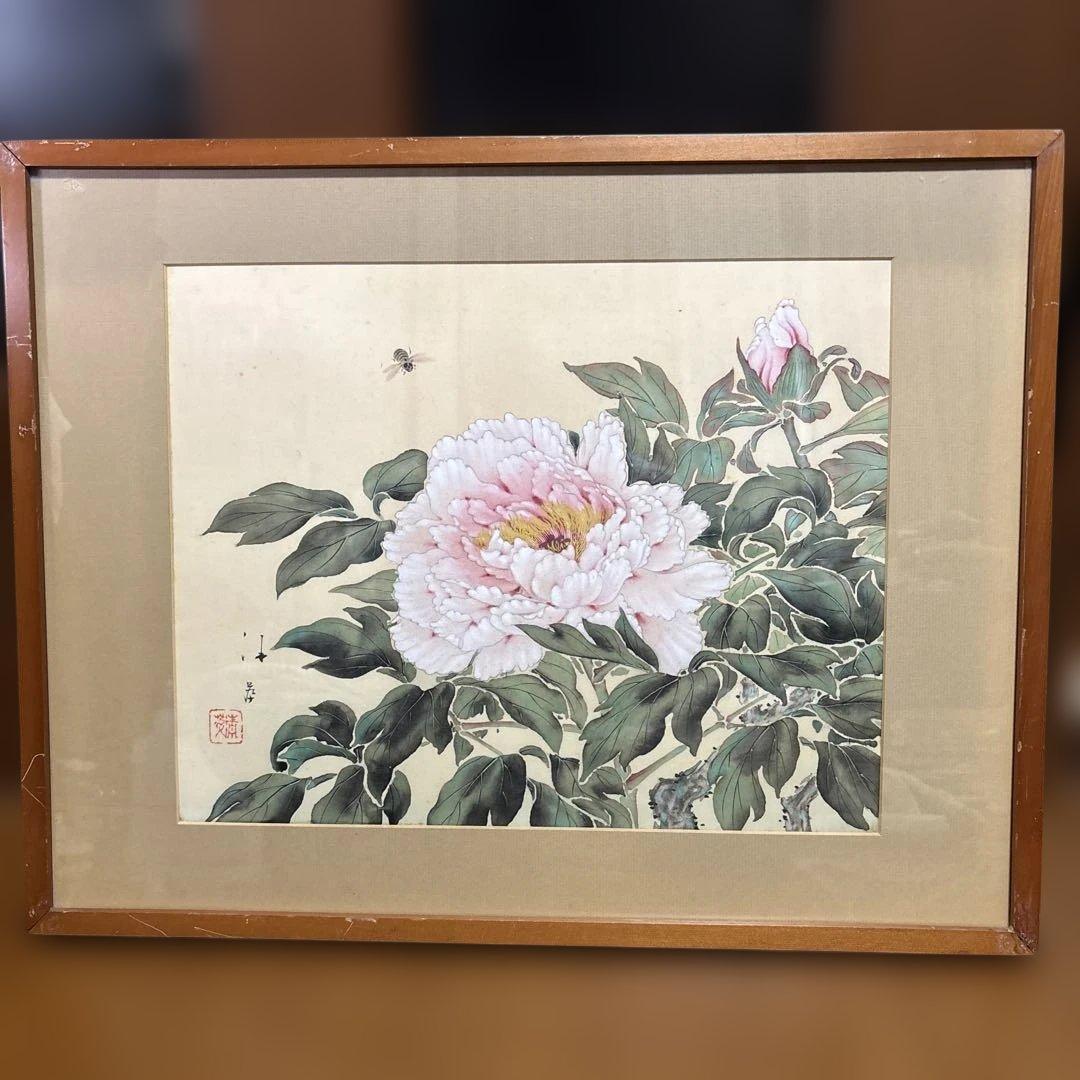 牡丹と蜂 日本画 - メルカリ