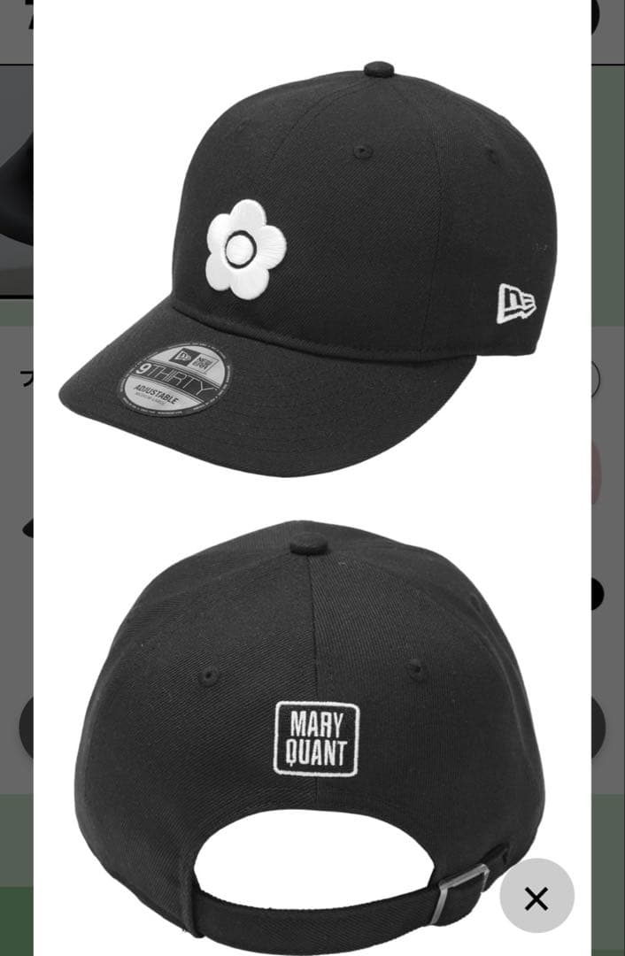 MARY QUANT×NEW ERA ブラックキャップ フラワーロゴ