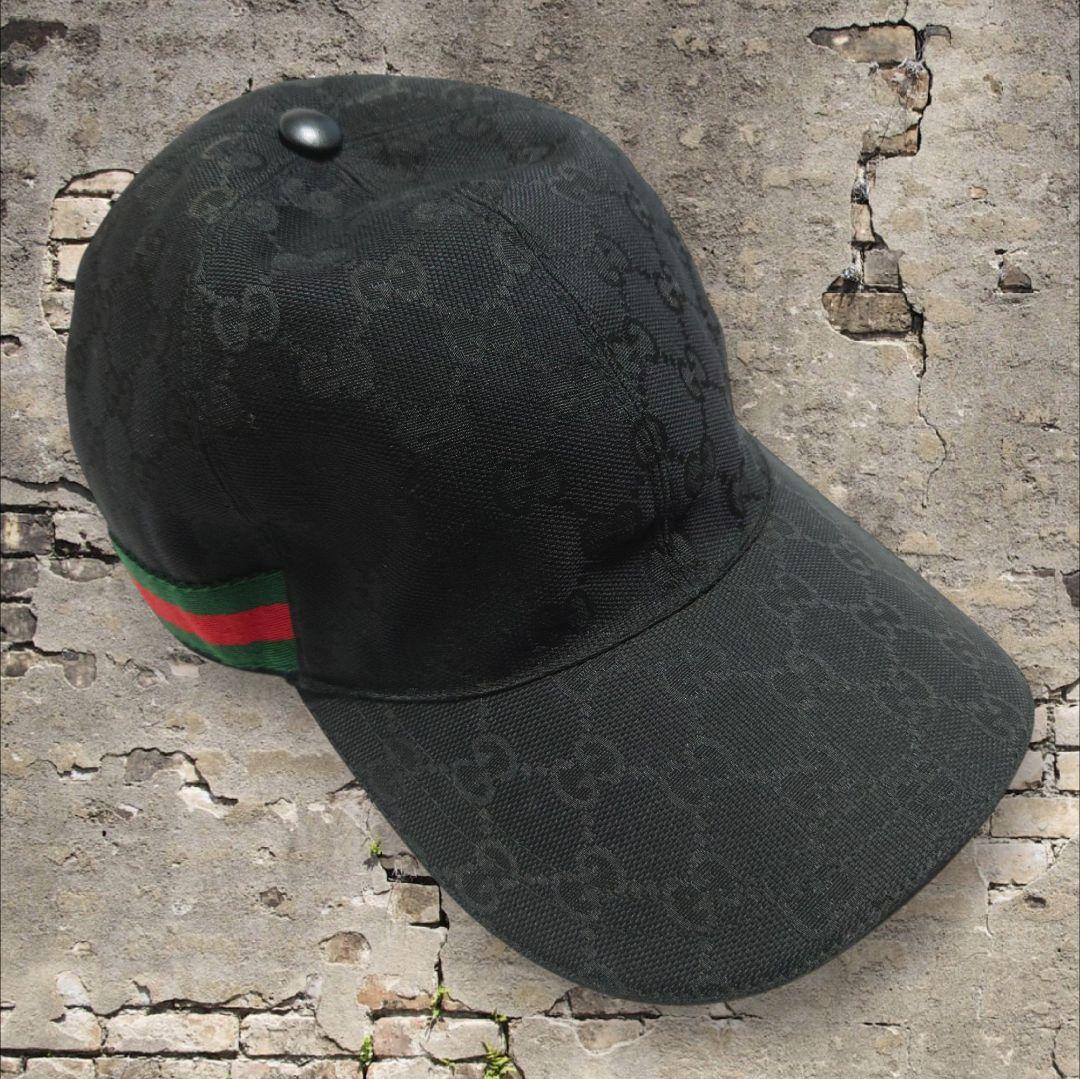 GUCCI　グッチ　ブラック　GGパターン　キャップ　ユニセックス