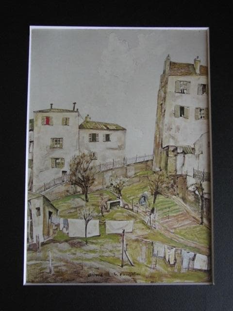 藤田嗣治、「Bievre」、希少画集の額装画、人気作品