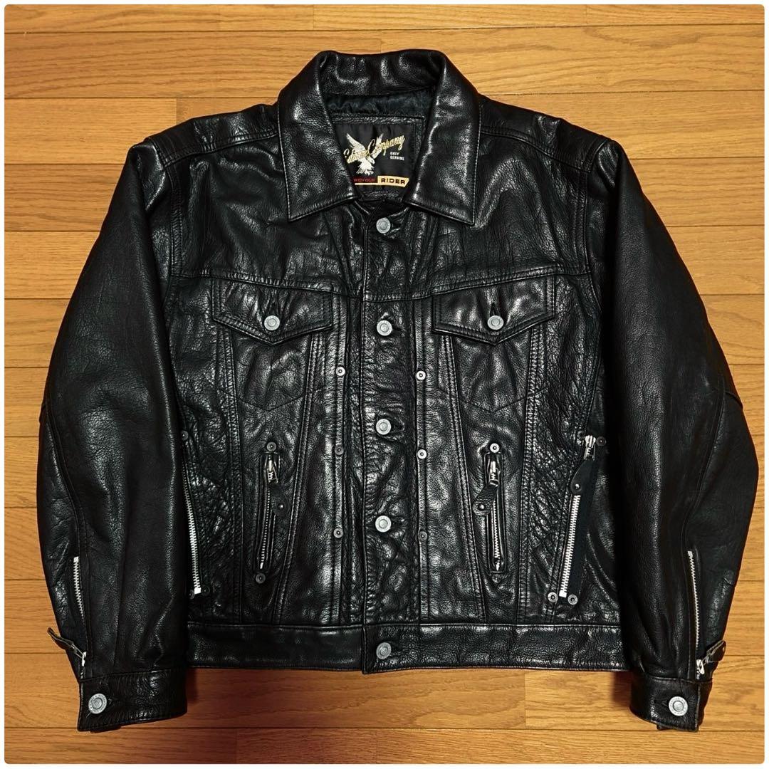 90S エドウィン限定品 Y2K カウハイドレザー3rd型トラッカージャケット