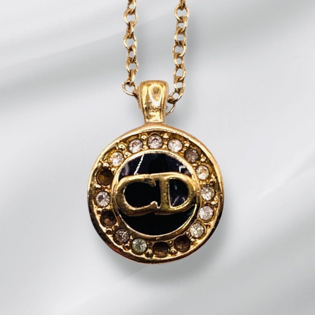 希少 Dior ディオール ブラックエナメル ラインストーン CDロゴ