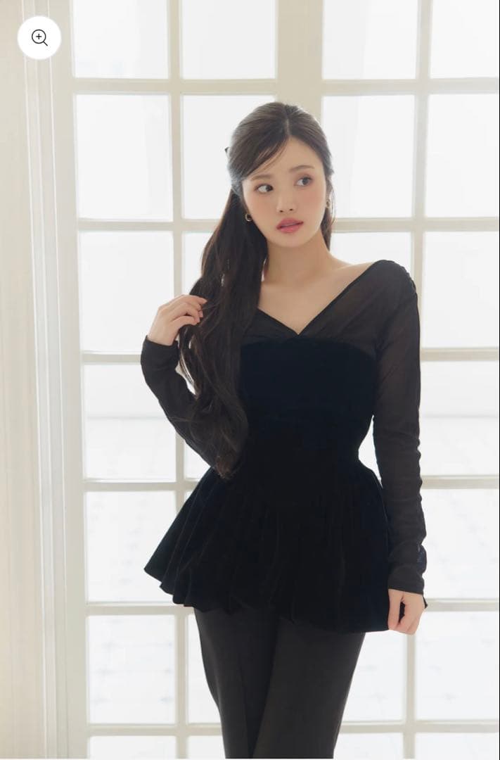 ◎即購入　polaura ベロアビスチェバルーントップス　ブラック