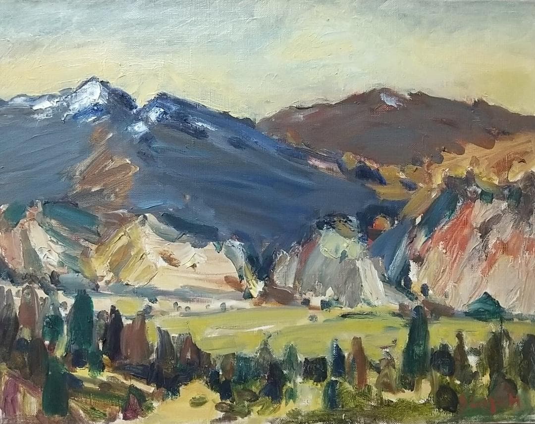 絵画「箱根初冬」 1968 F6 油絵 油彩画 風景画 アート 絵画 油絵 風景画F6 深秋の山里 猿渡一根画 : 大瑠堂 - 通販 - Yahoo