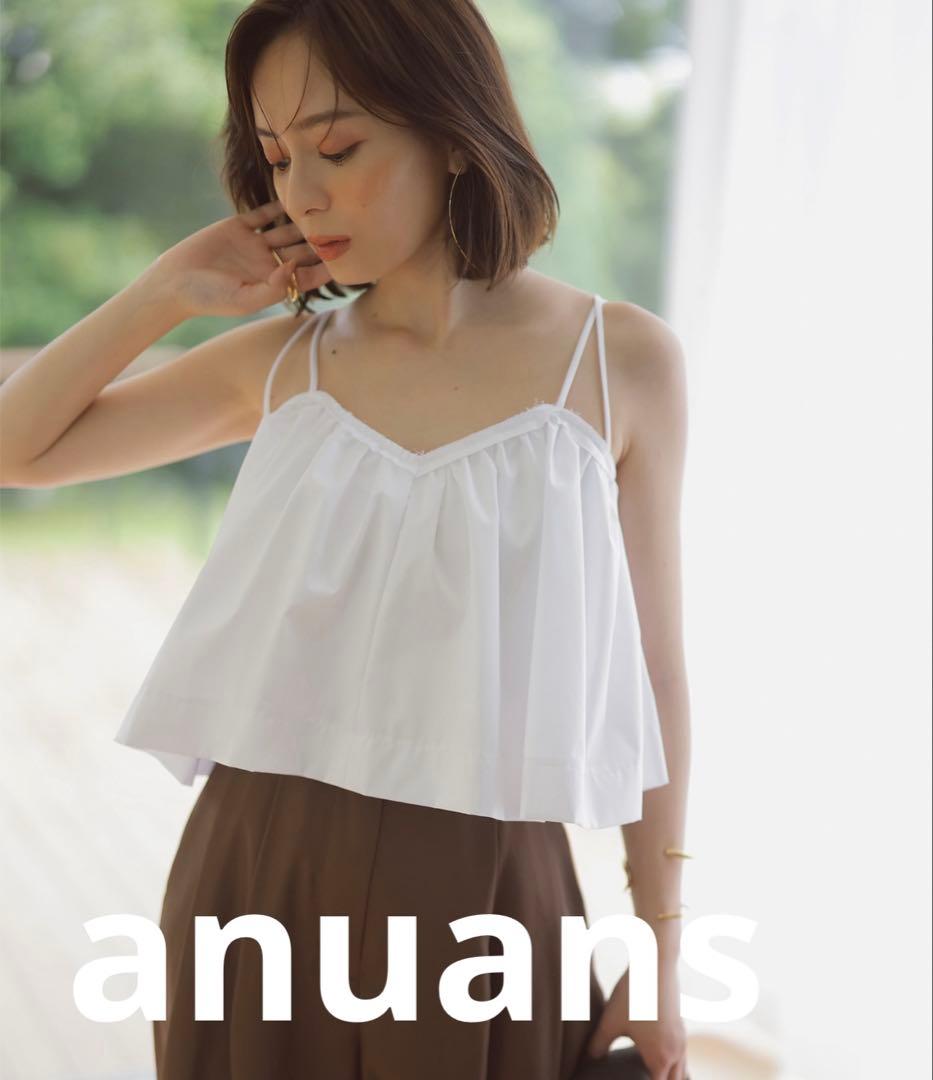 美品　anuans ウィングギャザーキャミブラウス