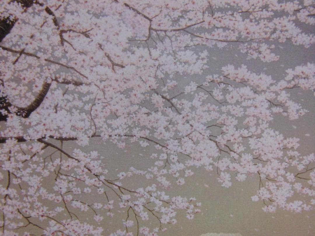 山地司、【桜と富士-1】、希少な額装用画集より、状態良好、新品額装付