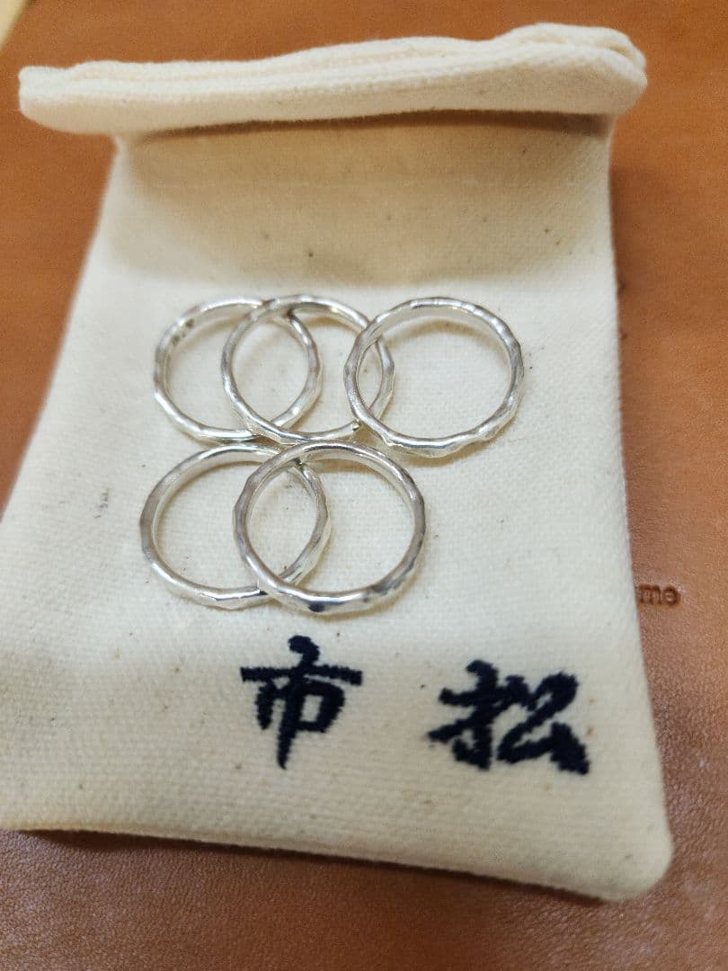 市松 silver シルバー 5連リング 16号