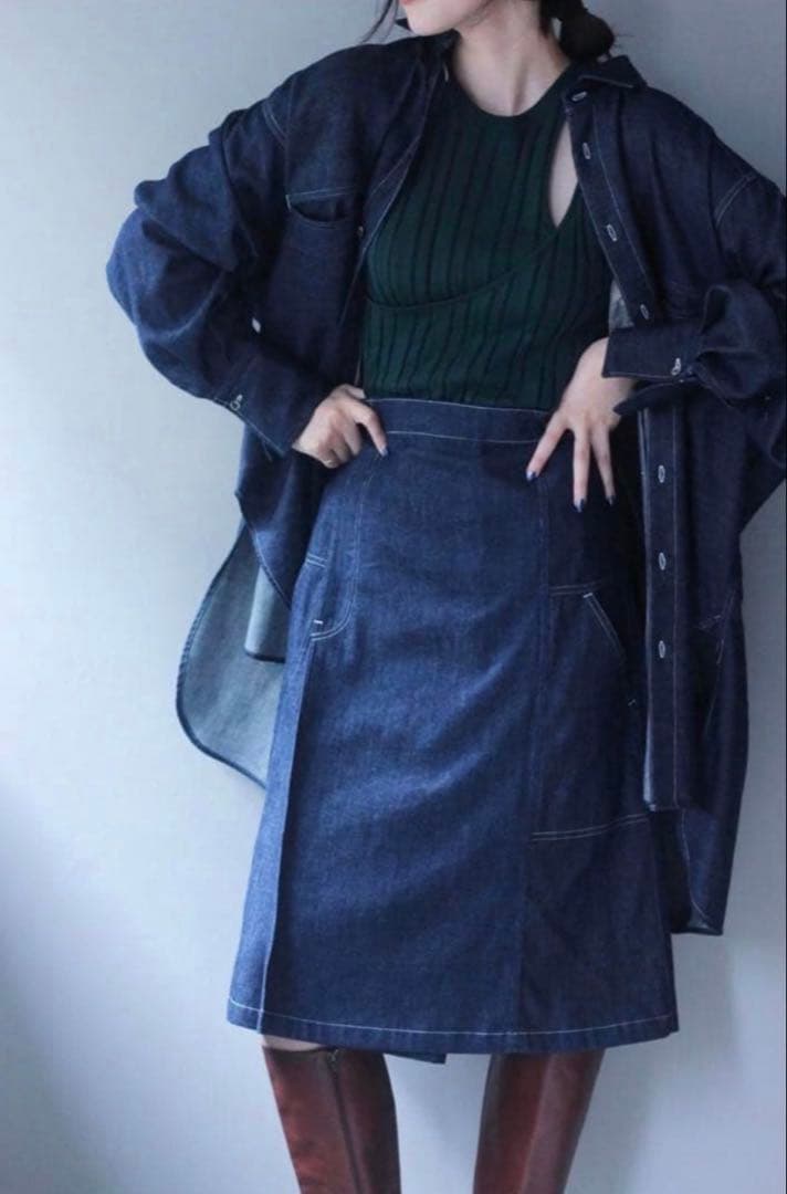 【p.p.pean】ジュンミカミ オーバーサイズ　デニムシャツ 日本製