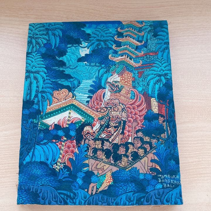 インドネシア　バリ島　絵画　油絵　聖獣バロン　御神体　祭り