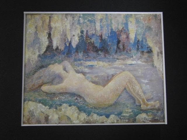 永瀬義郎、【洞窟の処女】、希少な額装用画集画、新品高級額 額装付