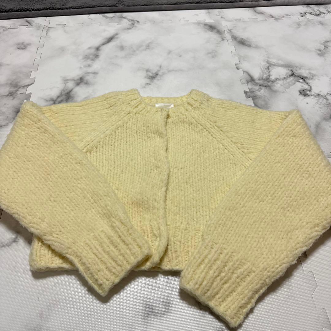 現行商品】ウィムガゼット ハンドニットカーディガン レモンイエロー