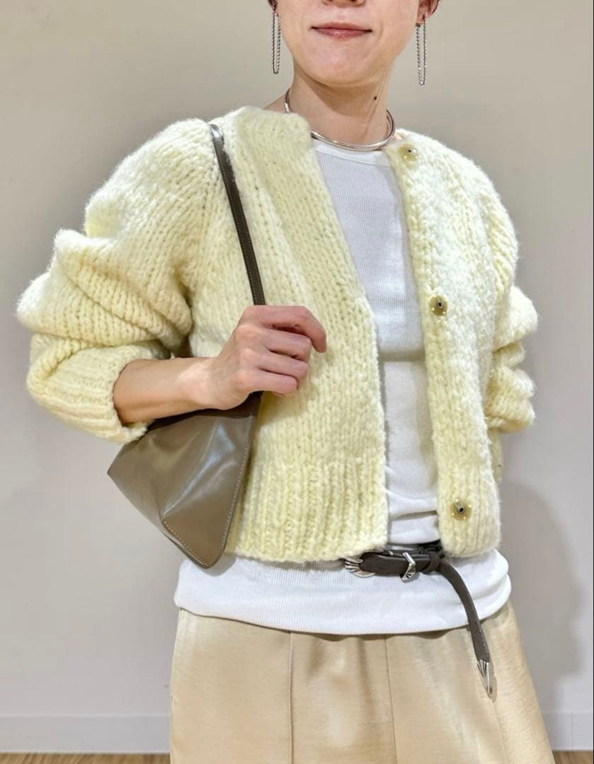現行商品】ウィムガゼット ハンドニットカーディガン レモンイエロー