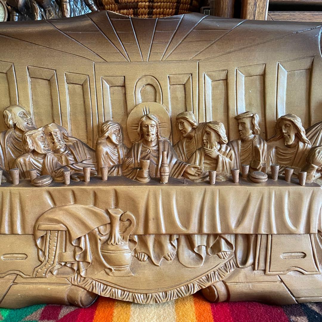 芸術品！30s〜40s 最後の晩餐　レオナルドダビンチ木彫りアメリカアンティーク