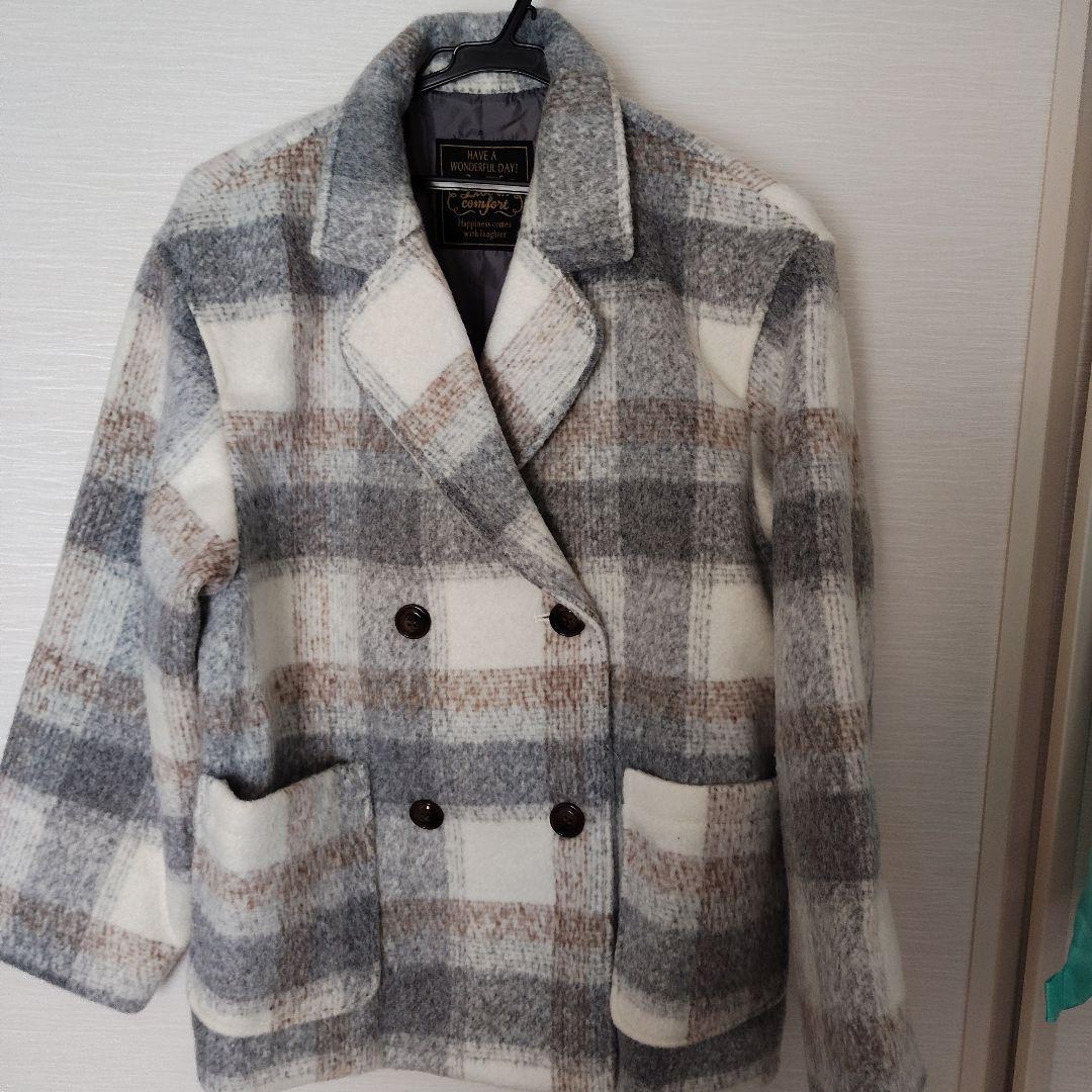 チェック柄 ダブルブレストジャケット - メルカリ