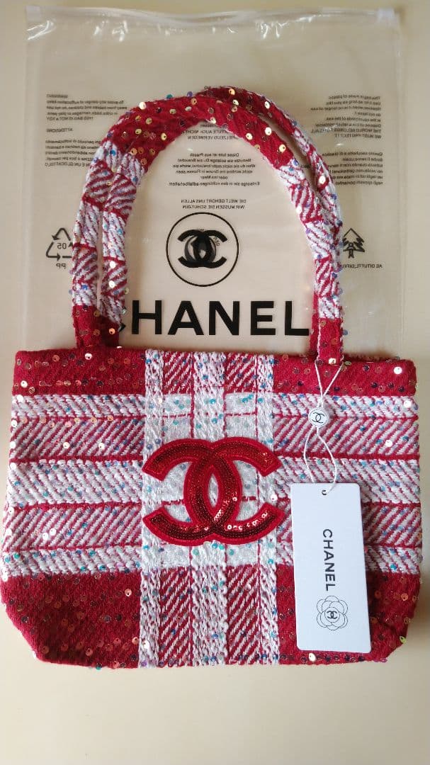 CHANELビューティーノベルティツイードスパンコールトートバック CHANEL シャネル スパンコール ツイード トートバッグ ノベルティ