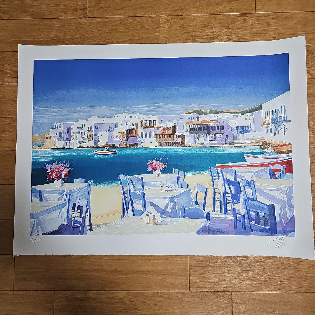 アンドレ・ボンジボー リトグラフ「テラスの眺め」