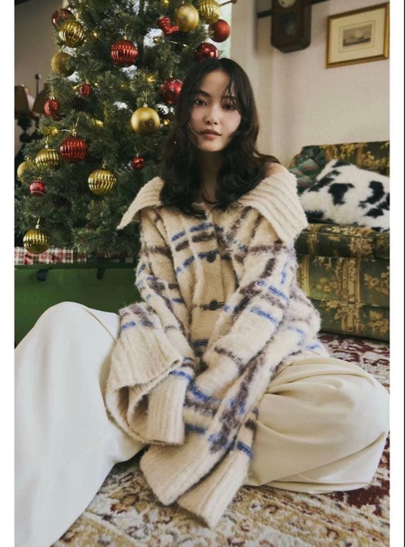 トップス andequal checked pattern knit