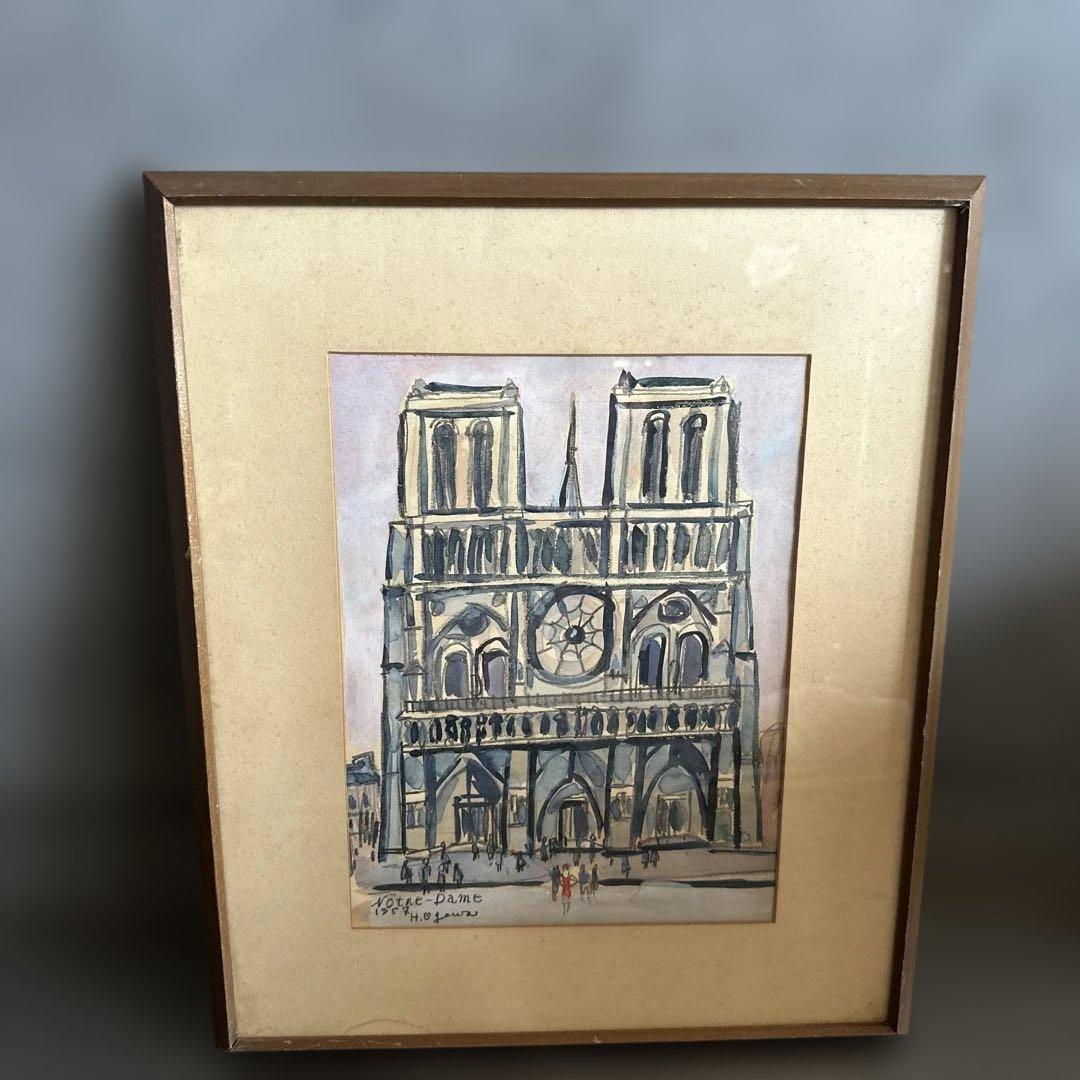 かわいすぎ〜！ヴィンテージ水彩画 Notre-Dame 1958 かわいすぎ〜！ヴィンテージ水彩画 Notre-Dame 1958
