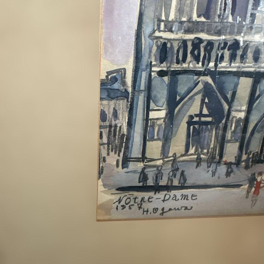 かわいすぎ〜！ヴィンテージ水彩画 Notre-Dame 1958