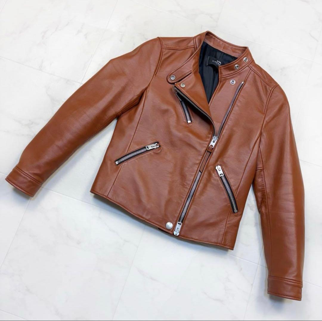 COACH ブラウン ライダースジャケット コーチ ジャケット レザー