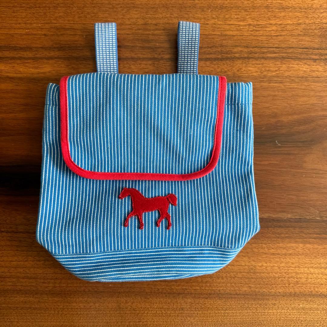 HERMES ベビーリュック　青と赤のストライプ