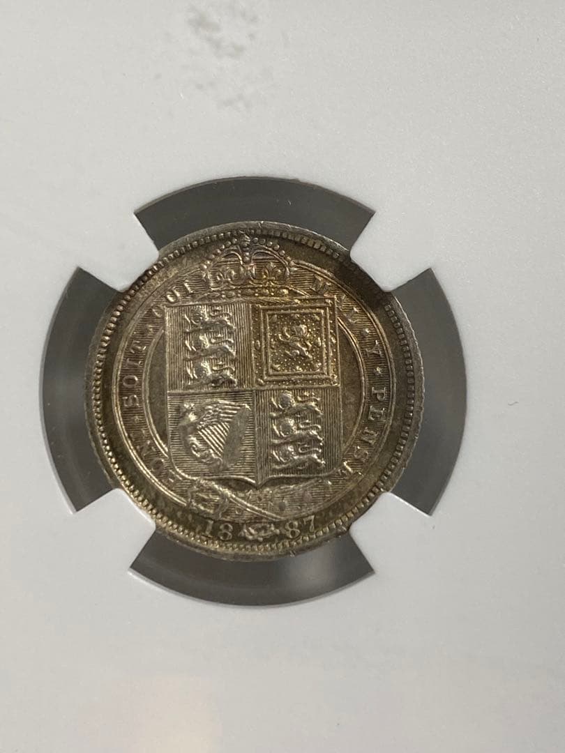 NGC MS63 イギリス ヴィクトリア 6P SHIELD 銀貨 古銭
