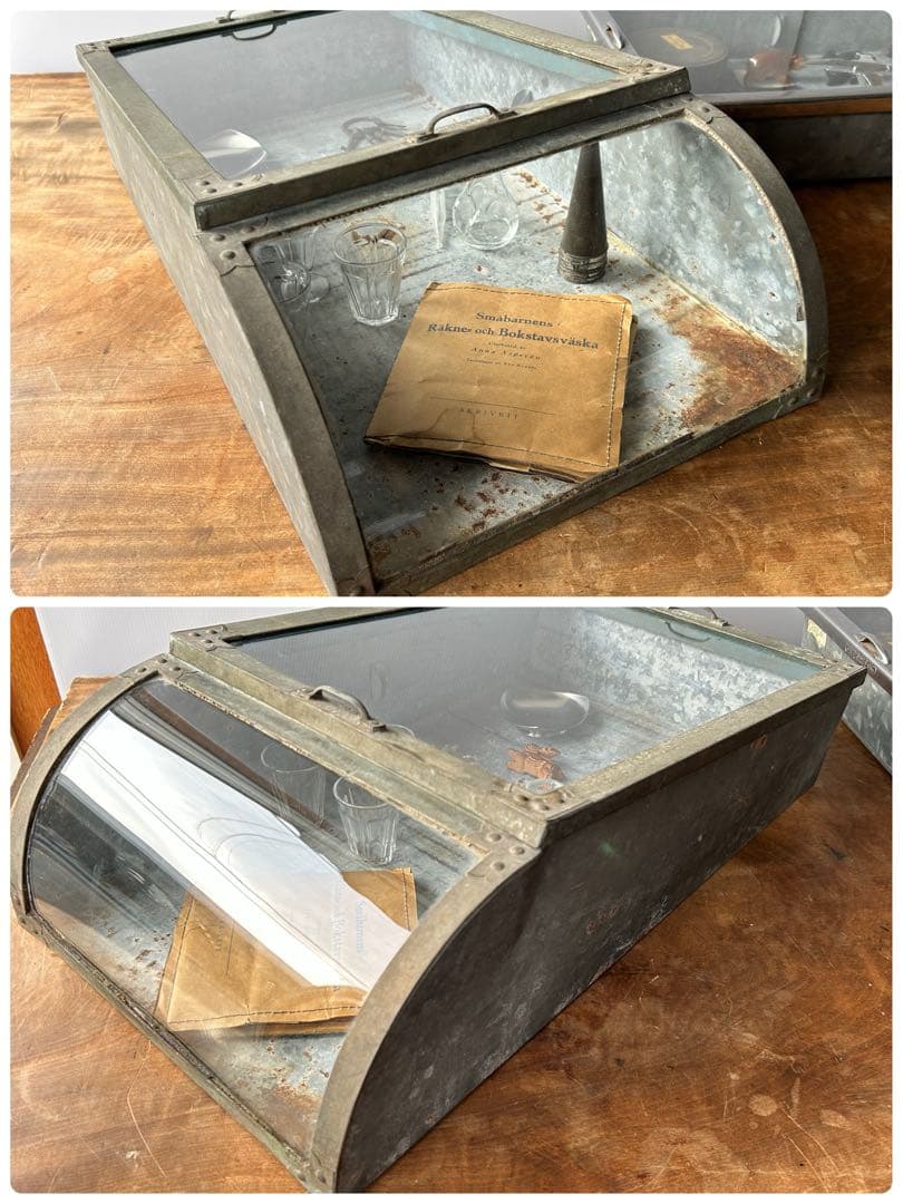 アンティーク Rガラスケース ディスプレイ 駄菓子屋 レトロ ブリキ