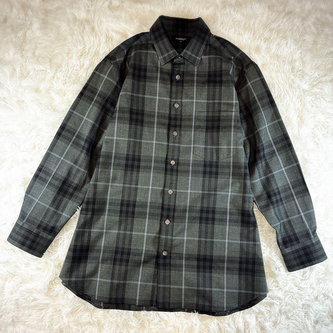 専売品 高品質 日本製 バーバリーロンドン ウール シャツ L ノバチェック