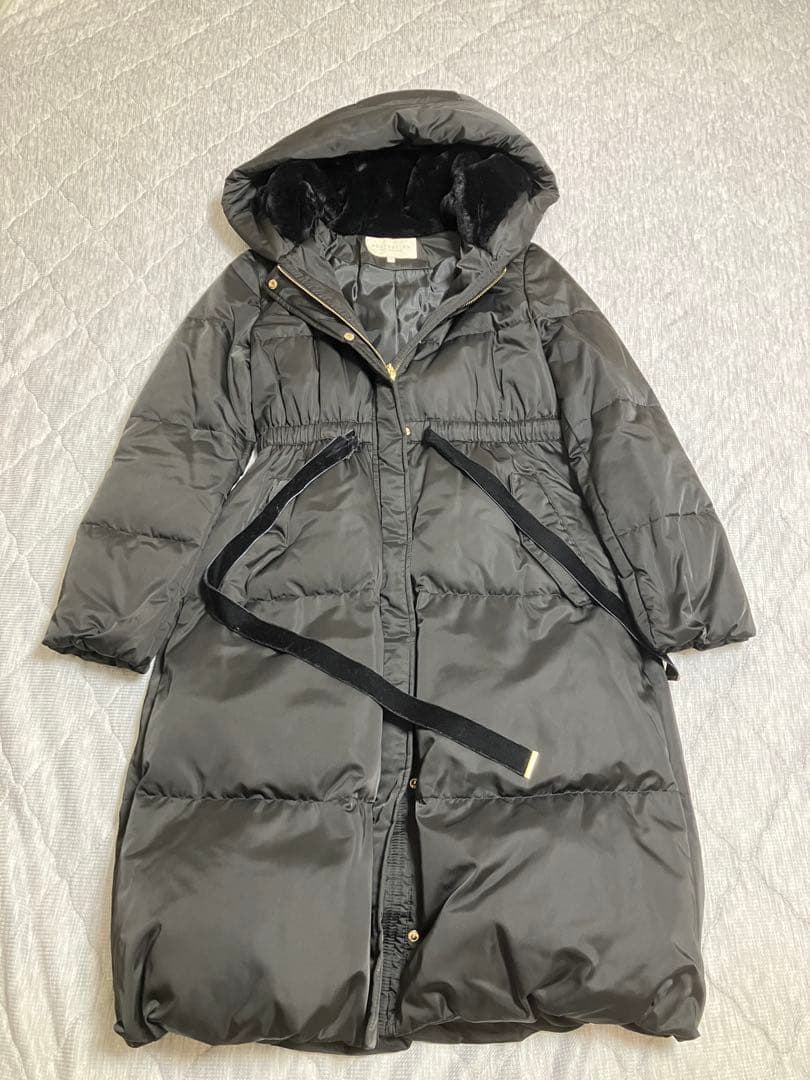 PROPORTION フード付きロングダウンジャケット ブラック