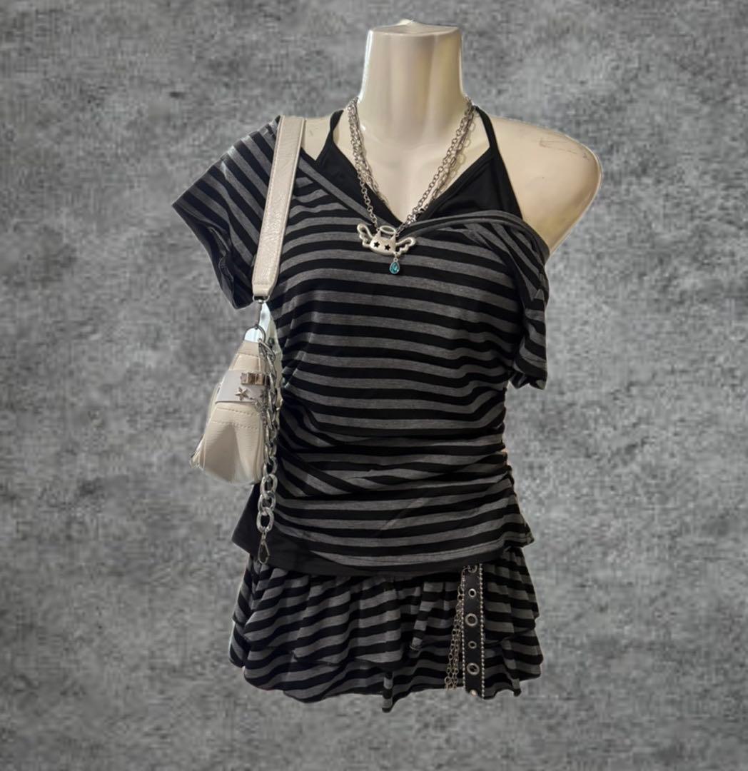 ボーダー y2k セットアップ ロック NANA ダークコア 平成ギャル パンク