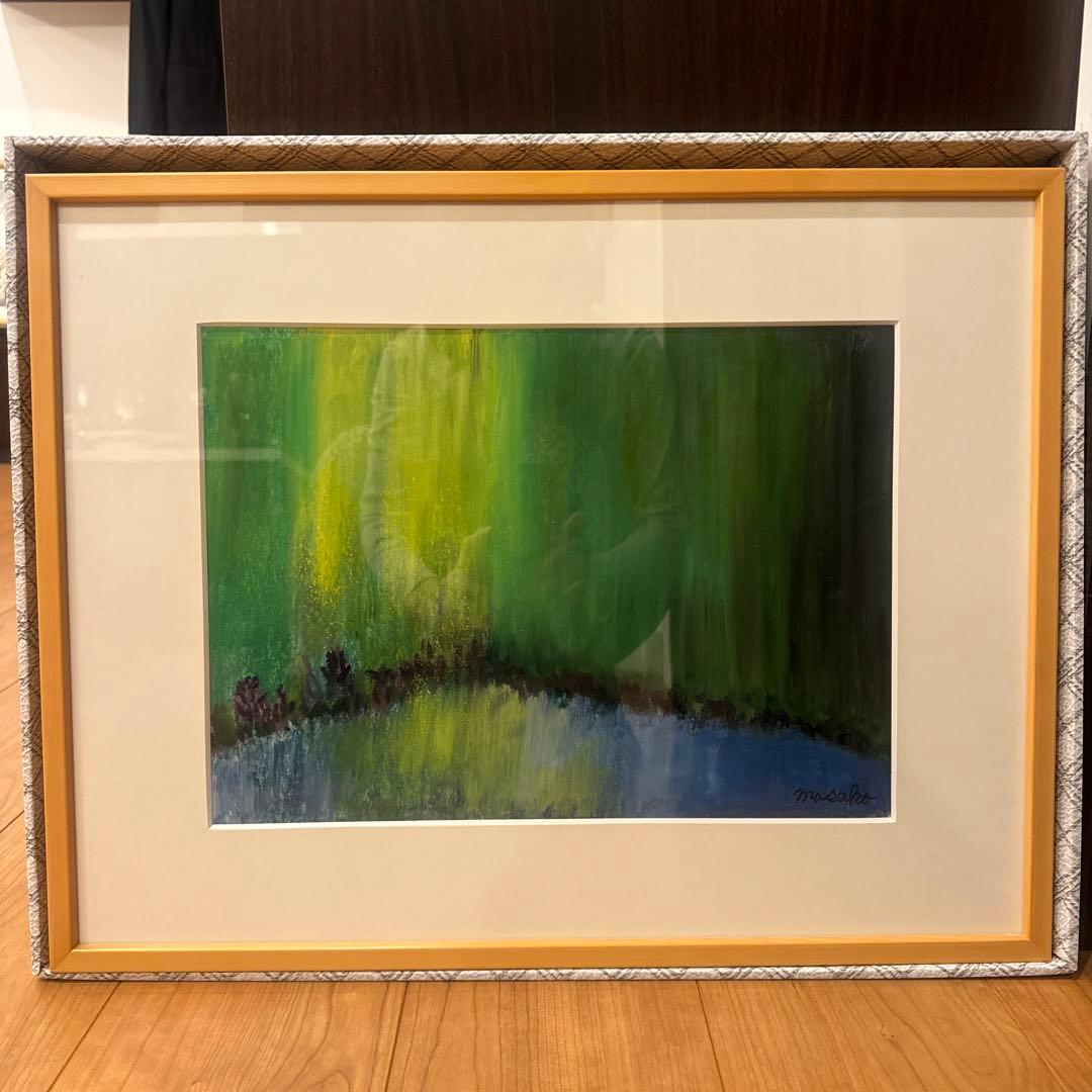 水彩画 サイン入り アート作品　月明かり